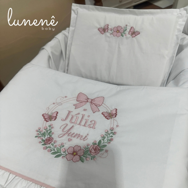 Kit Maternidade 04 Peças Personalizado Xadrez Rosa 4695
