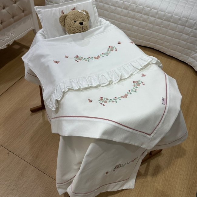 Kit Maternidade 04 Peças Piquezinho Floral 400 Fios 4528