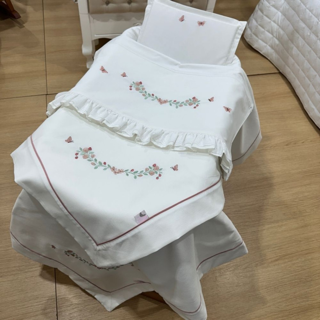 Kit Maternidade 04 Peças Piquezinho Floral 400 Fios 4528