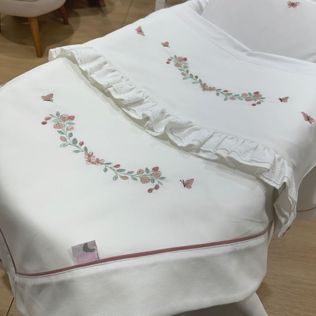 Kit Maternidade 04 Peças Piquezinho Floral 400 Fios 4528