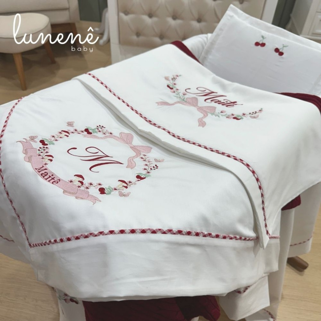 Kit Maternidade 05 Peças Cerejinha Vermelha 400 Fios 4372