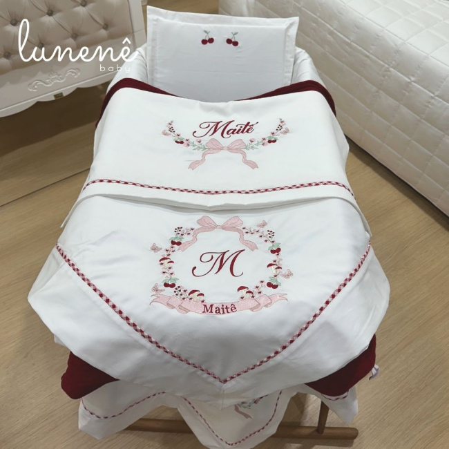 Kit Maternidade 05 Peças Cerejinha Vermelha 400 Fios 4372