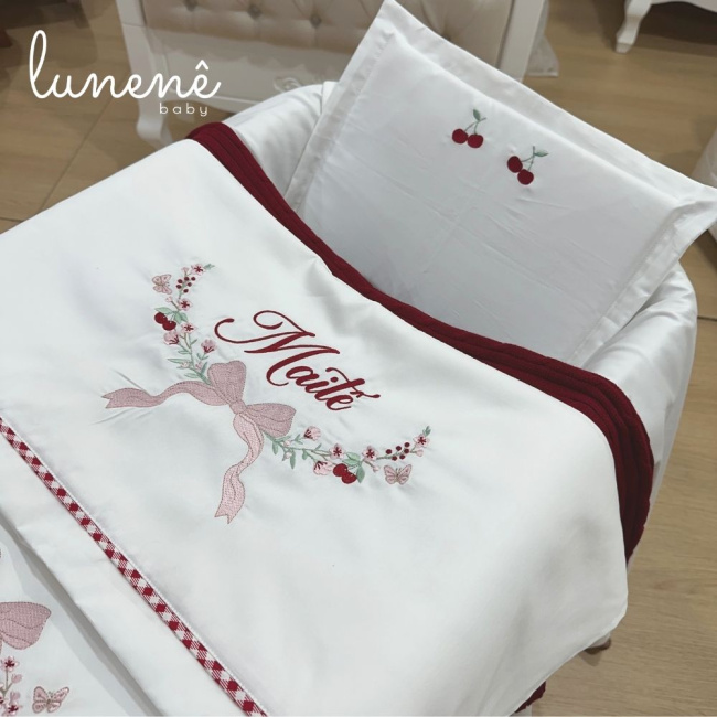 Kit Maternidade 05 Peças Cerejinha Vermelha 400 Fios 4372