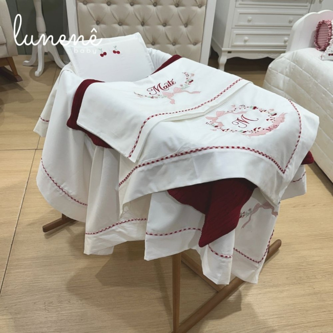 Kit Maternidade 05 Peças Cerejinha Vermelha 400 Fios 4372