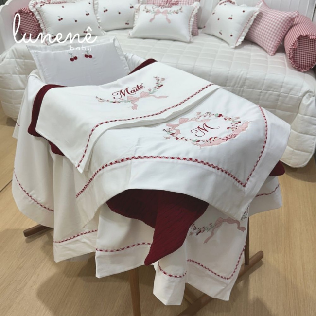 Kit Maternidade 05 Peças Cerejinha Vermelha 400 Fios 4372