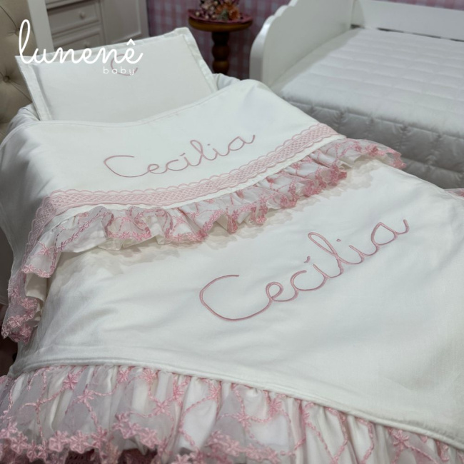 Kit Maternidade 05 Peças Lunenê Baby Casteli Rosa 400 Fios 4583