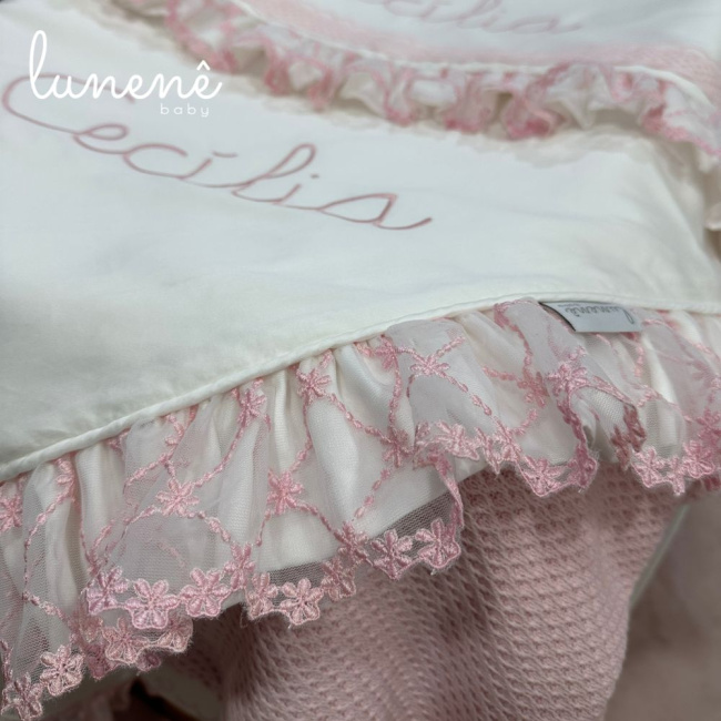 Kit Maternidade 05 Peças Lunenê Baby Casteli Rosa 400 Fios 4583