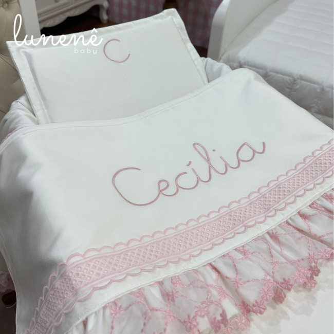 Kit Maternidade 05 Peças Lunenê Baby Casteli Rosa 400 Fios 4583