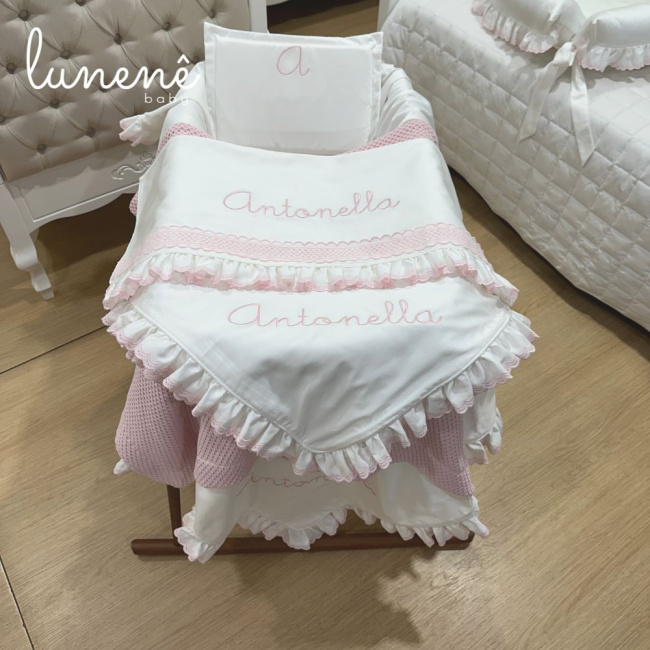 Kit Maternidade 05 Peças Lunenê Baby Castelli Rosa 400 Fios 4583