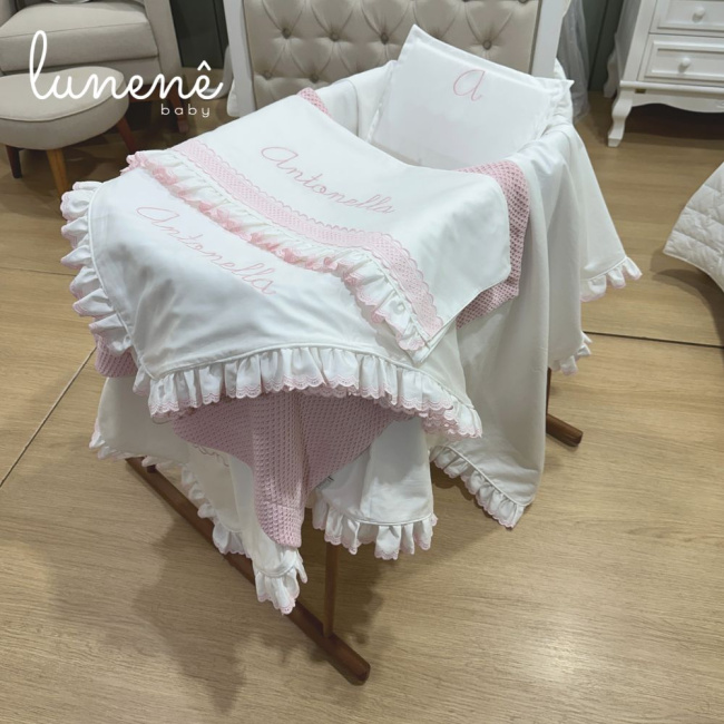 Kit Maternidade 05 Peças Lunenê Baby Castelli Rosa 400 Fios 4583