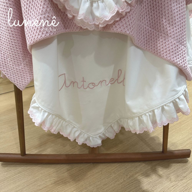 Kit Maternidade 05 Peças Lunenê Baby Castelli Rosa 400 Fios 4583