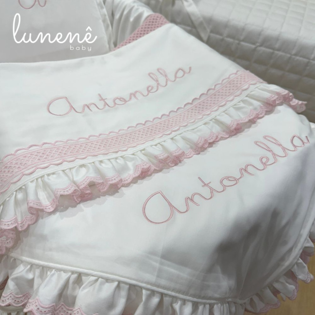 Kit Maternidade 05 Peças Lunenê Baby Castelli Rosa 400 Fios 4583