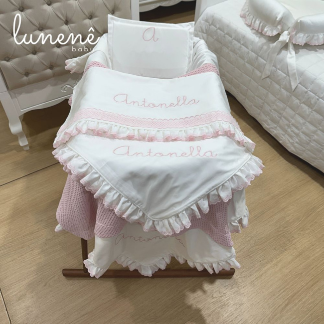 Kit Maternidade 05 Peças Lunenê Baby Castelli Rosa 400 Fios 4583