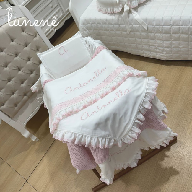 Kit Maternidade 05 Peças Lunenê Baby Castelli Rosa 400 Fios 4583