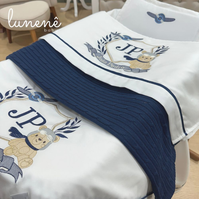 Kit Maternidade 05 Peças Personale Baby 400 Fios Ursinho Aviador 4577