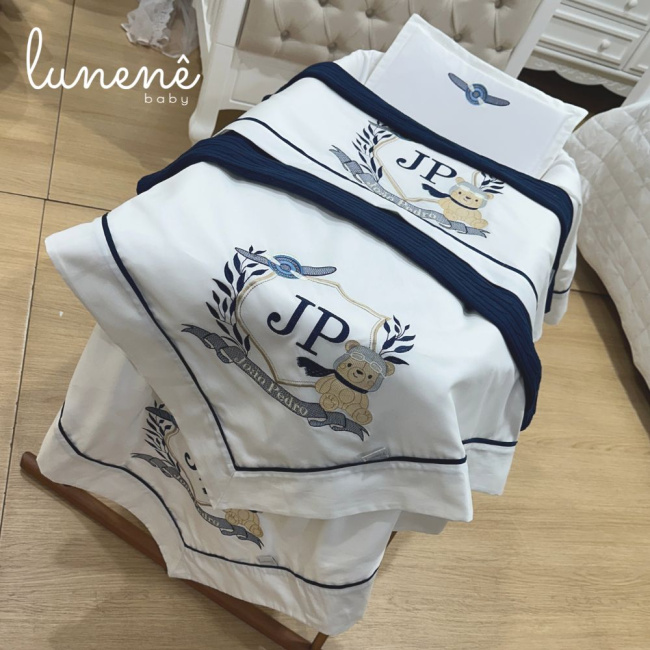 Kit Maternidade 05 Peças Personale Baby 400 Fios Ursinho Aviador 4577