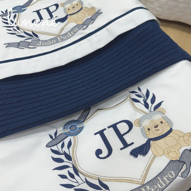 Kit Maternidade 05 Peças Personale Baby 400 Fios Ursinho Aviador 4577