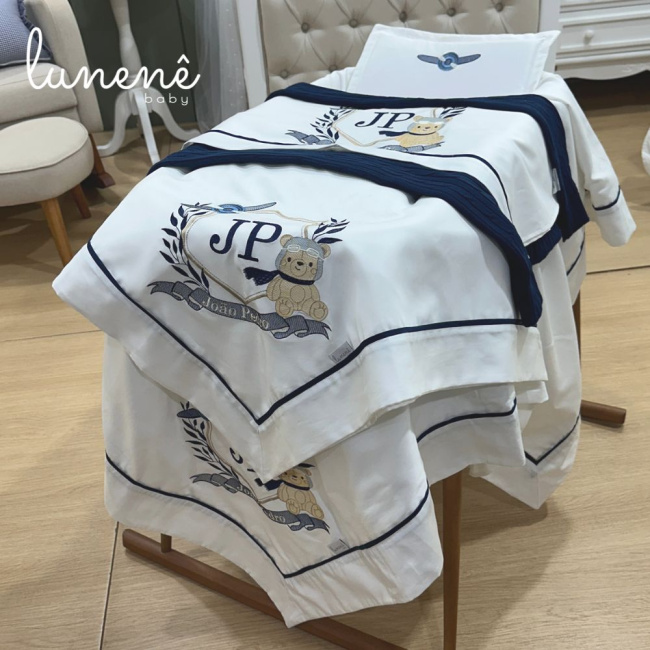 Kit Maternidade 05 Peças Personale Baby 400 Fios Ursinho Aviador 4577