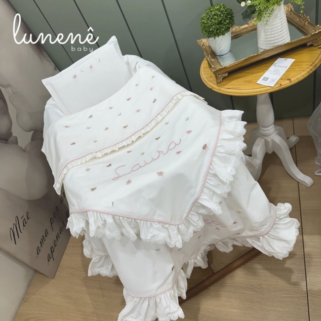 Kit Maternidade Personalizado 04 Peças Borboletas Rose Laura com Nome do Bebê
