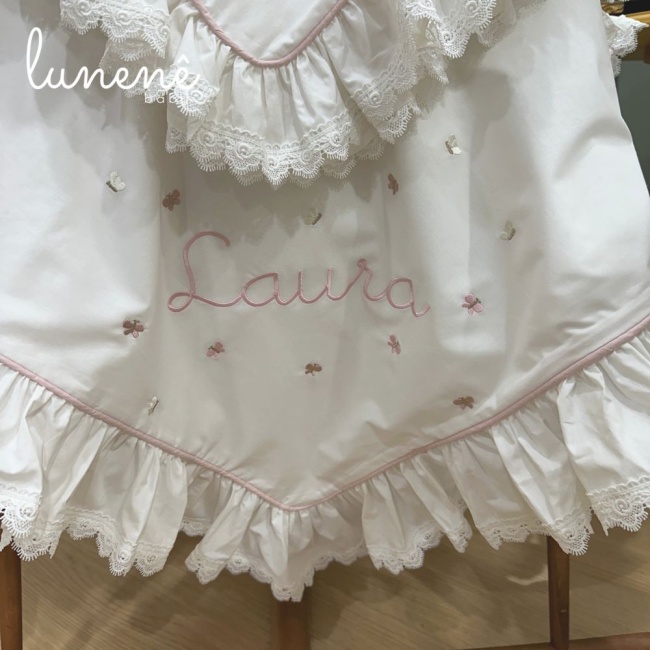 Kit Maternidade Personalizado 04 Peças Borboletas Rose Laura com Nome do Bebê