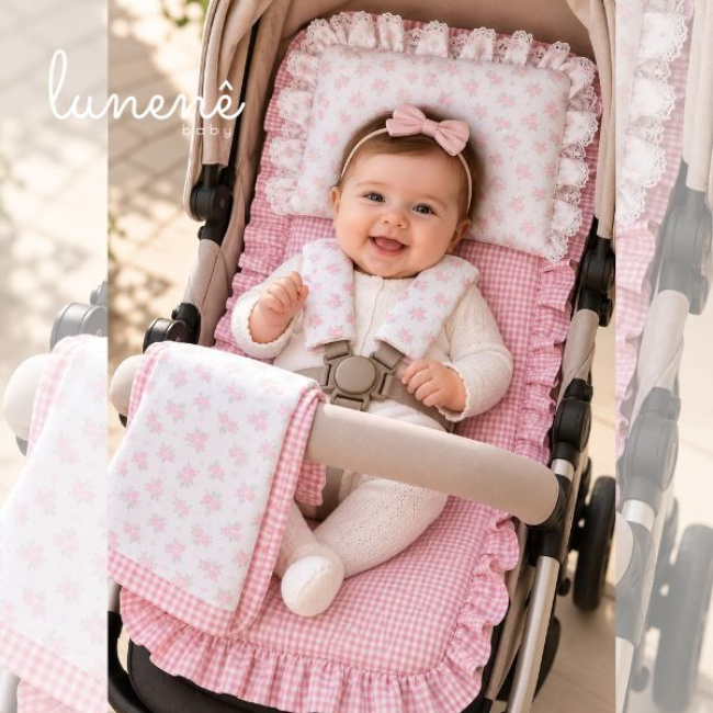 Kit Passeio Colchonete para Carrinho de Bebê Florzinha