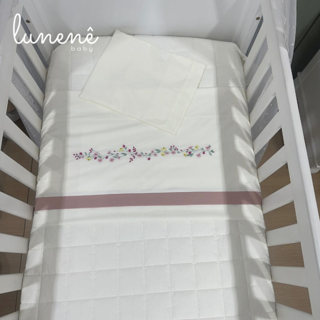 Lençol de Berço 03 Peças Bege 200 Fios 4424