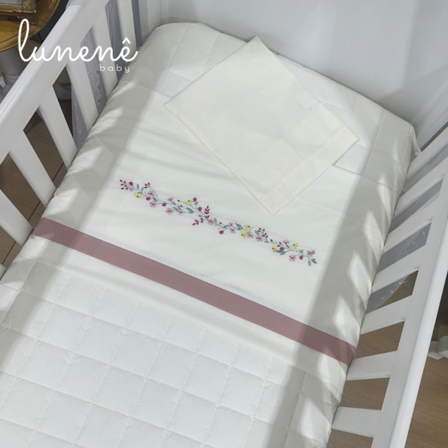 Lençol de Berço 03 Peças Bege 200 Fios 4424