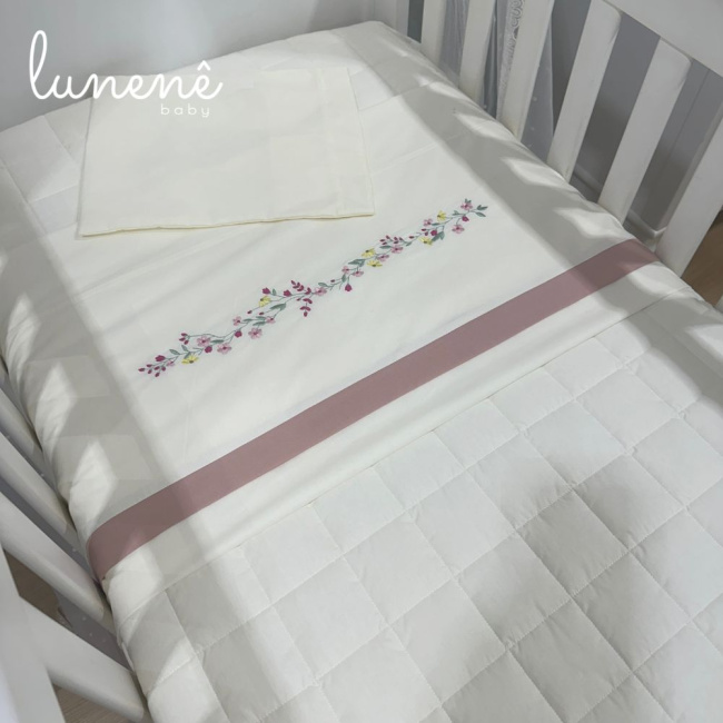 Lençol de Berço 03 Peças Bege 200 Fios 4424