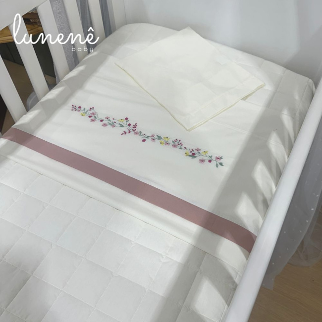 Lençol de Berço 03 Peças Bege 200 Fios 4424