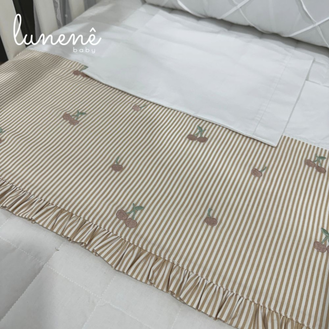 Lençol de Berço 03 Peças Cerejinha Caqui 200 Fios 4575