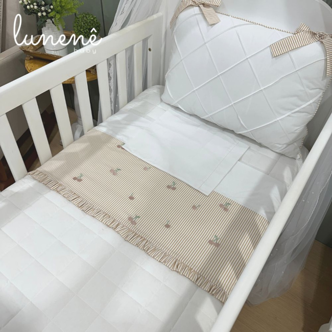 Lençol de Berço 03 Peças Cerejinha Caqui 200 Fios 4575