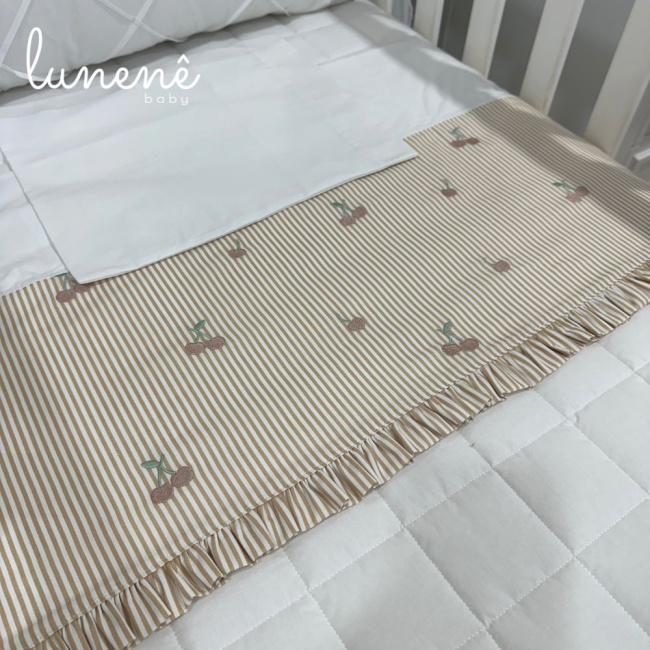 Lençol de Berço 03 Peças Cerejinha Caqui 200 Fios 4575