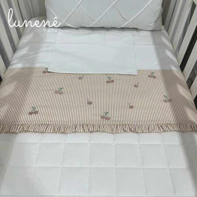 Lençol de Berço 03 Peças Cerejinha Caqui 200 Fios 4575