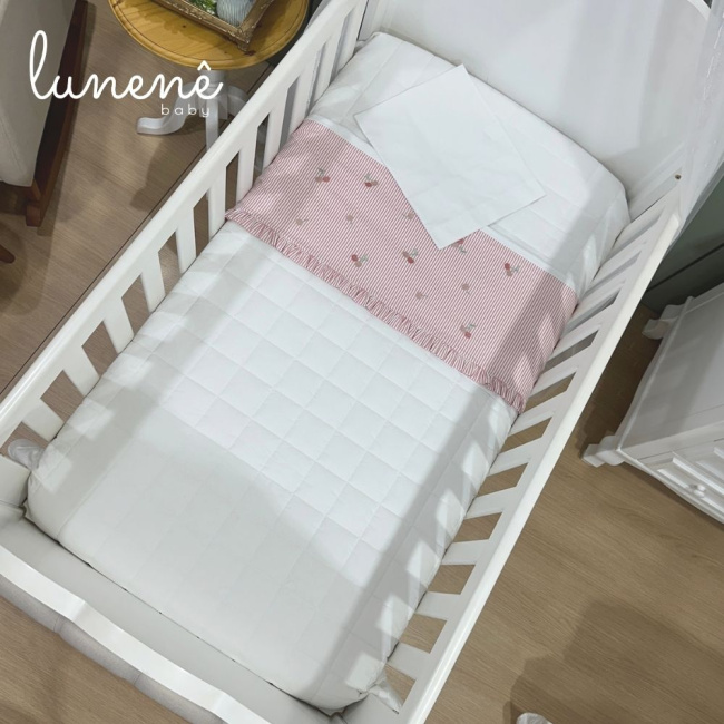 Lençol de Berço 03 Peças Cerejinha Rose 200 Fios 4568