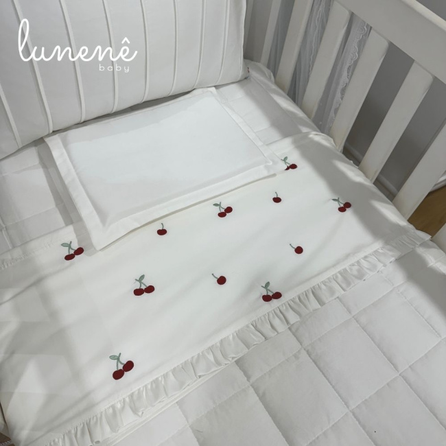 Lençol de Berço 03 Peças Cerejinha Vermelha 400 Fios 4372