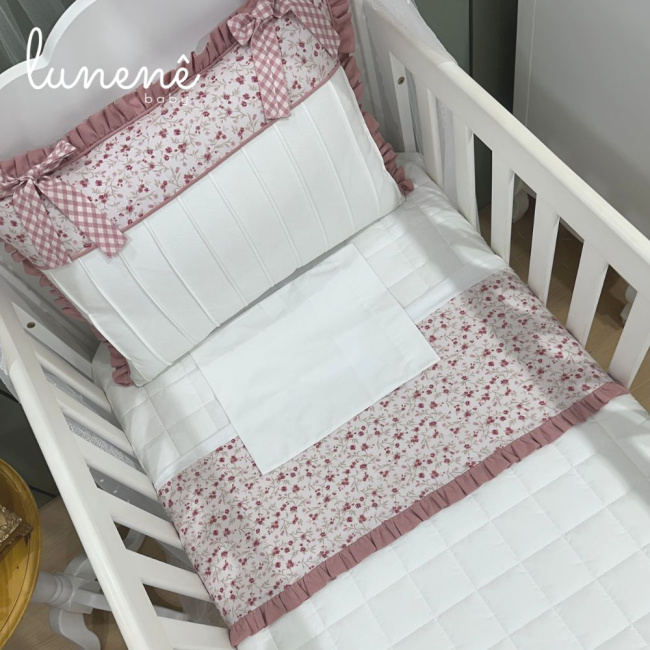 Lençol de Berço 03 Peças Floral Catarina 200 Fios 4569