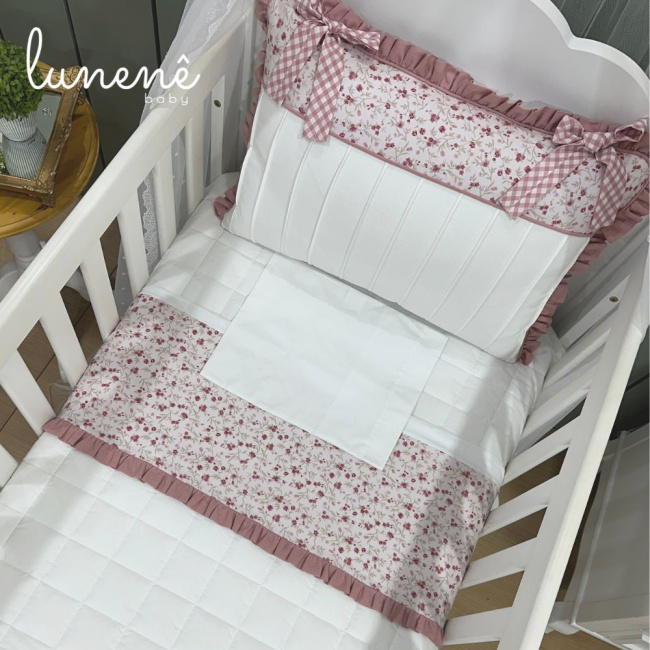 Lençol de Berço 03 Peças Floral Catarina 200 Fios 4569