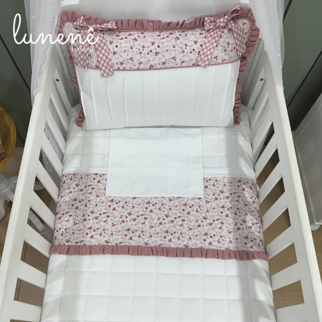 Lençol de Berço 03 Peças Floral Catarina 200 Fios 4569