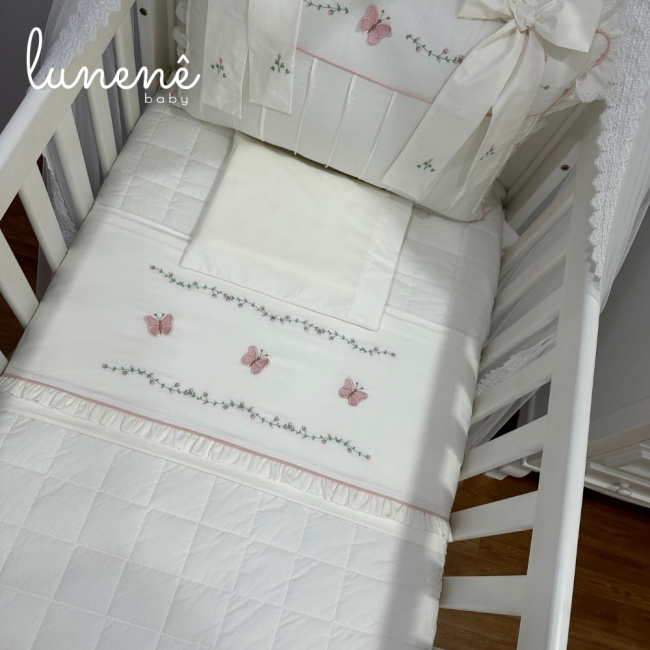 Lençol de Berço 03 Peças Jardim das Borboletas Antonela 4684