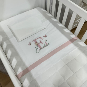 Lençol de Berço 03 Peças Lunenê Baby Borboletas com o Nome Emília
