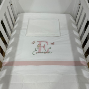 Lençol de Berço 03 Peças Lunenê Baby Borboletas com o Nome Emília