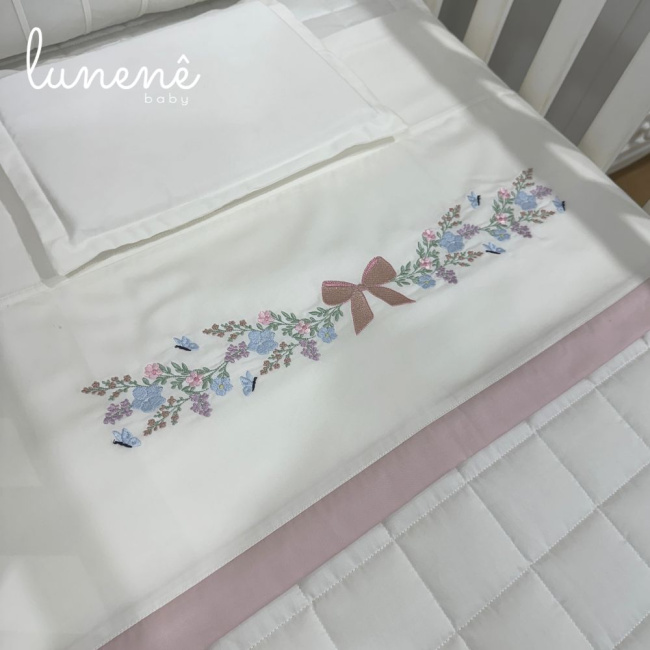 Lençol de Berço 03 Peças Lunenê Baby Brasão 400 Fios 4582