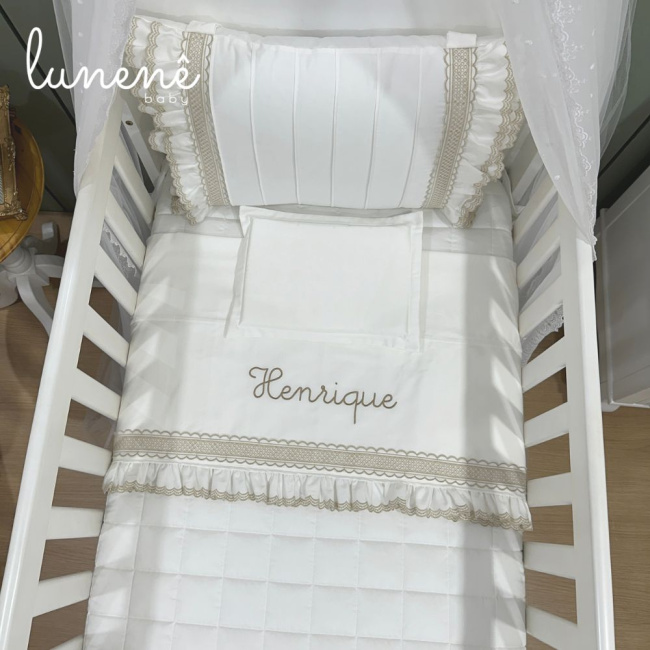 Lençol de Berço 03 Peças Lunenê Baby Castelli Caqui 400 Fios 4579
