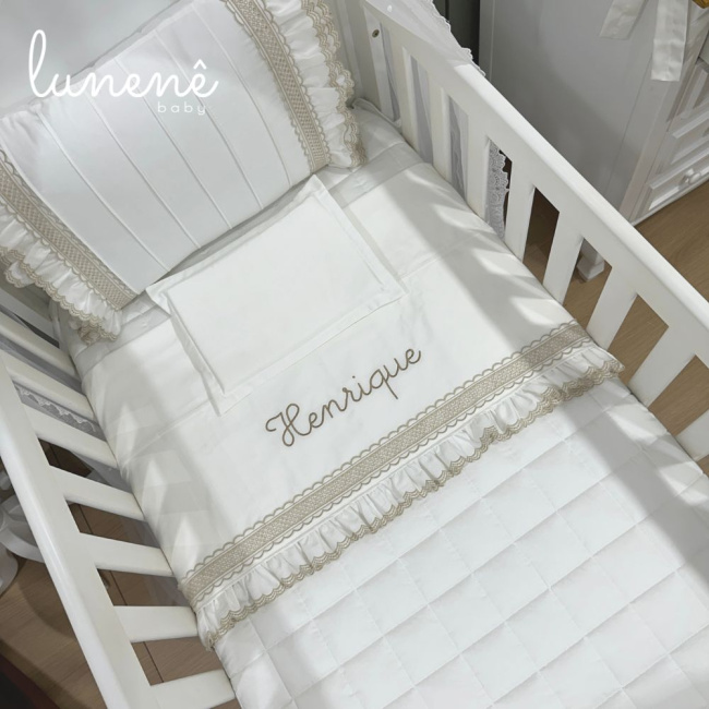 Lençol de Berço 03 Peças Lunenê Baby Castelli Caqui 400 Fios 4579