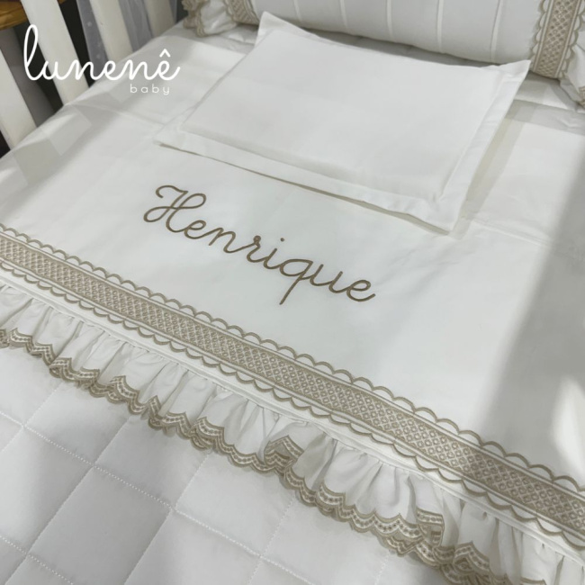 Lençol de Berço 03 Peças Lunenê Baby Castelli Caqui 400 Fios 4579