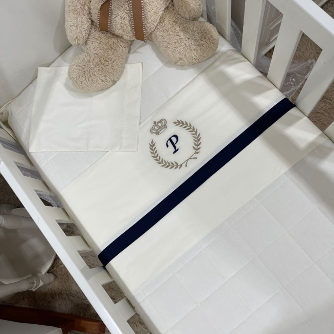 Lençol de Berço 03 Peças Lunenê Baby com Inicial P