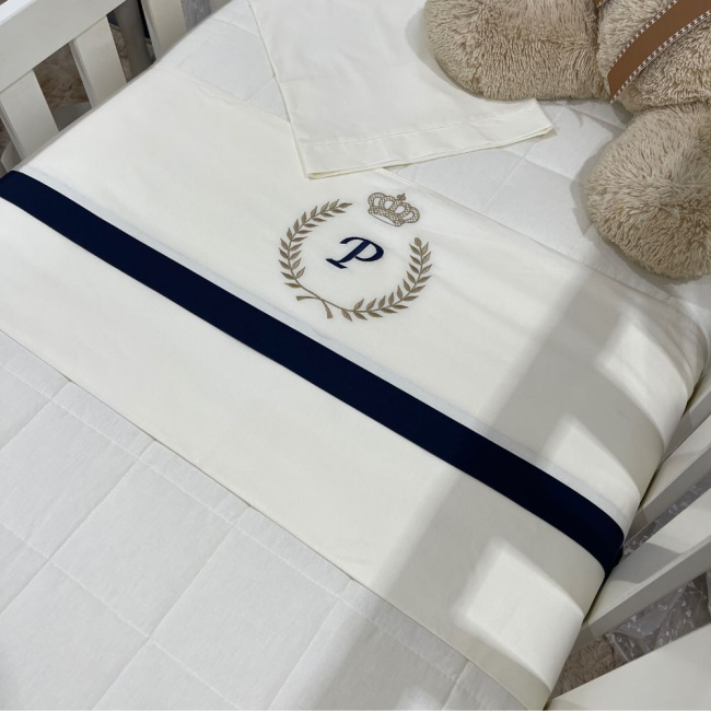 Lençol de Berço 03 Peças Lunenê Baby com Inicial P