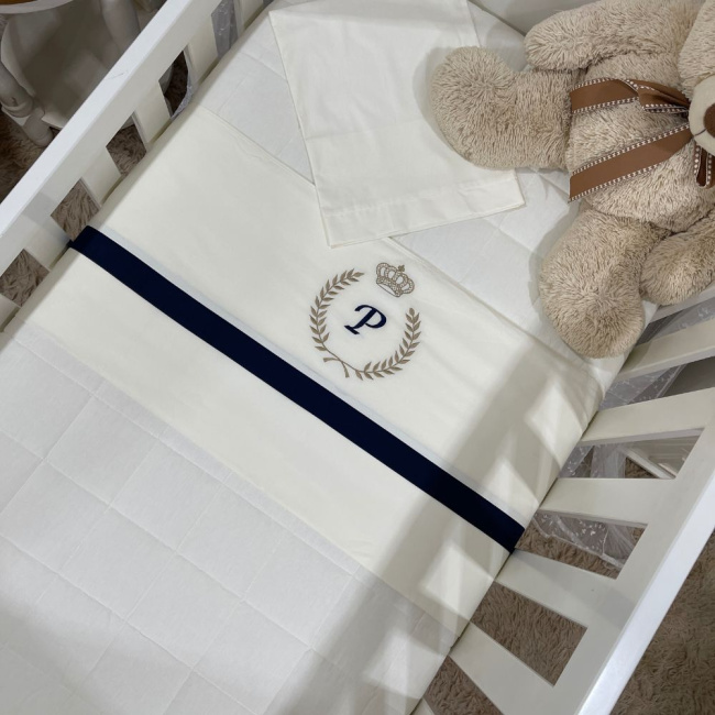 Lençol de Berço 03 Peças Lunenê Baby com Inicial P