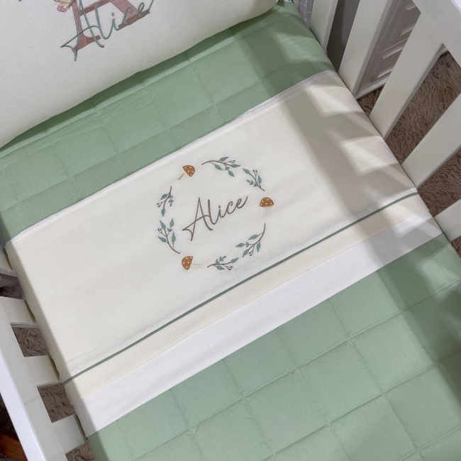 Lençol de Berço 03 Peças Lunenê Baby com Nome Alice