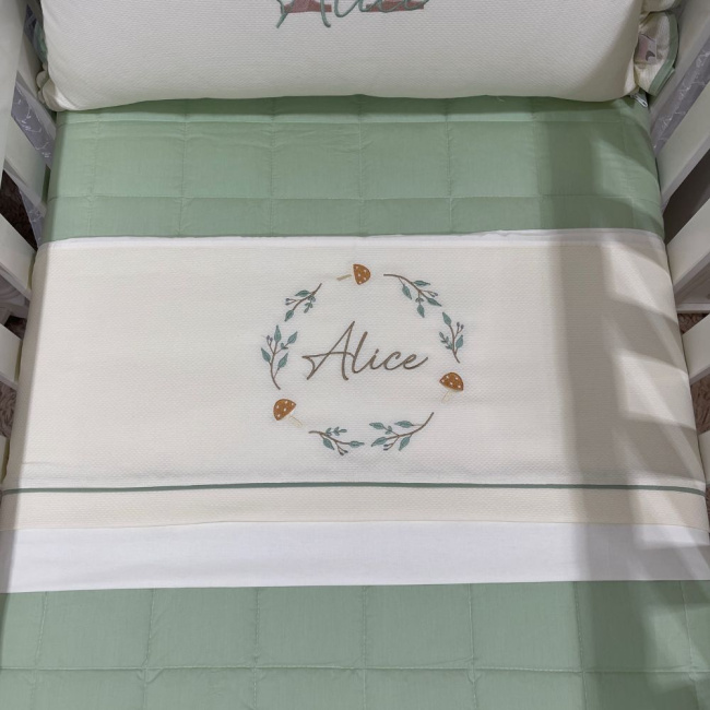 Lençol de Berço 03 Peças Lunenê Baby com Nome Alice